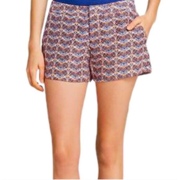 JOIE Women Orange & Blue Merci Printed Linen & Silk Blend Mini Shorts Size 4 - Picture 1 of 4